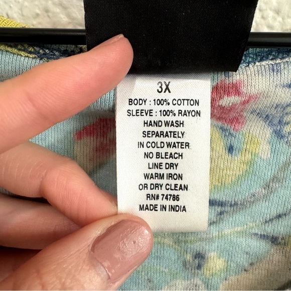 15. Bila Women's 3X Mixed Media Beaded Blouse Floral Blue Paisley Colorful Boho - Picture 5 of 10